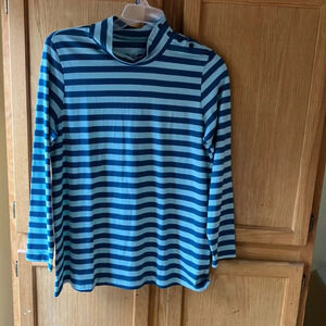 Appleseed’s Long Sleeve Teal Striped Top Petite PL New without Tags